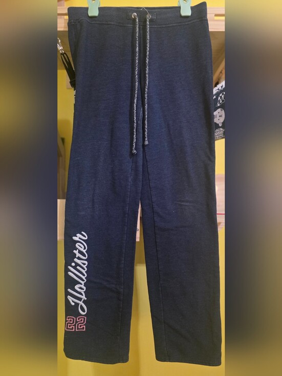 Hollister Pants - Hollister Women's Navy Drawstring Joggers with Script Logo